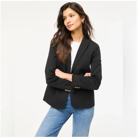 J Crew Two Button Cotton Blend Blazer 2 Black NWT Jacket Academia Career BP095